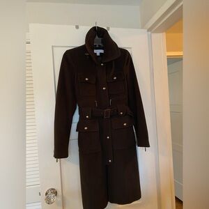 Laundry By Shelli Segal Dark Brown Utility wool and lined top coat